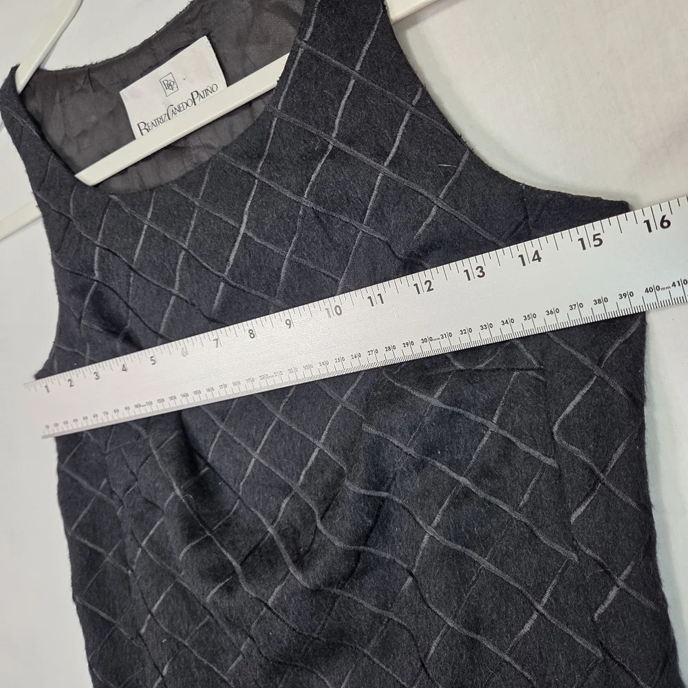 Beatriz Canedo Patiño‎ Alpaca Lambswool Black Sleeveless Dress Textured Grid